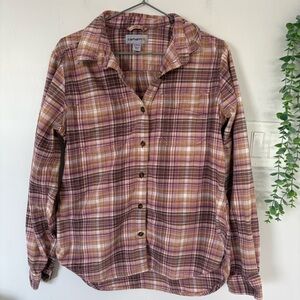 Carhartt Hamilton Rugged Flex Plaid Flannel Shirt - Pink/Brown - Size M